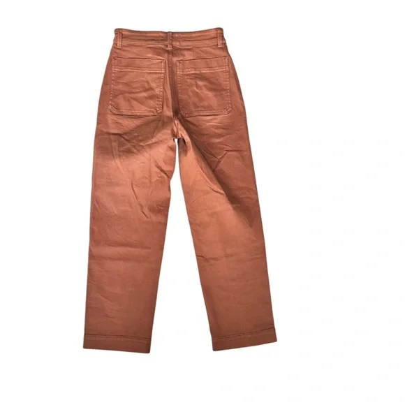 Evereve Evelyn Cropped Straight Rust Brown High Rise Jeans 00 - Picture 5 of 6